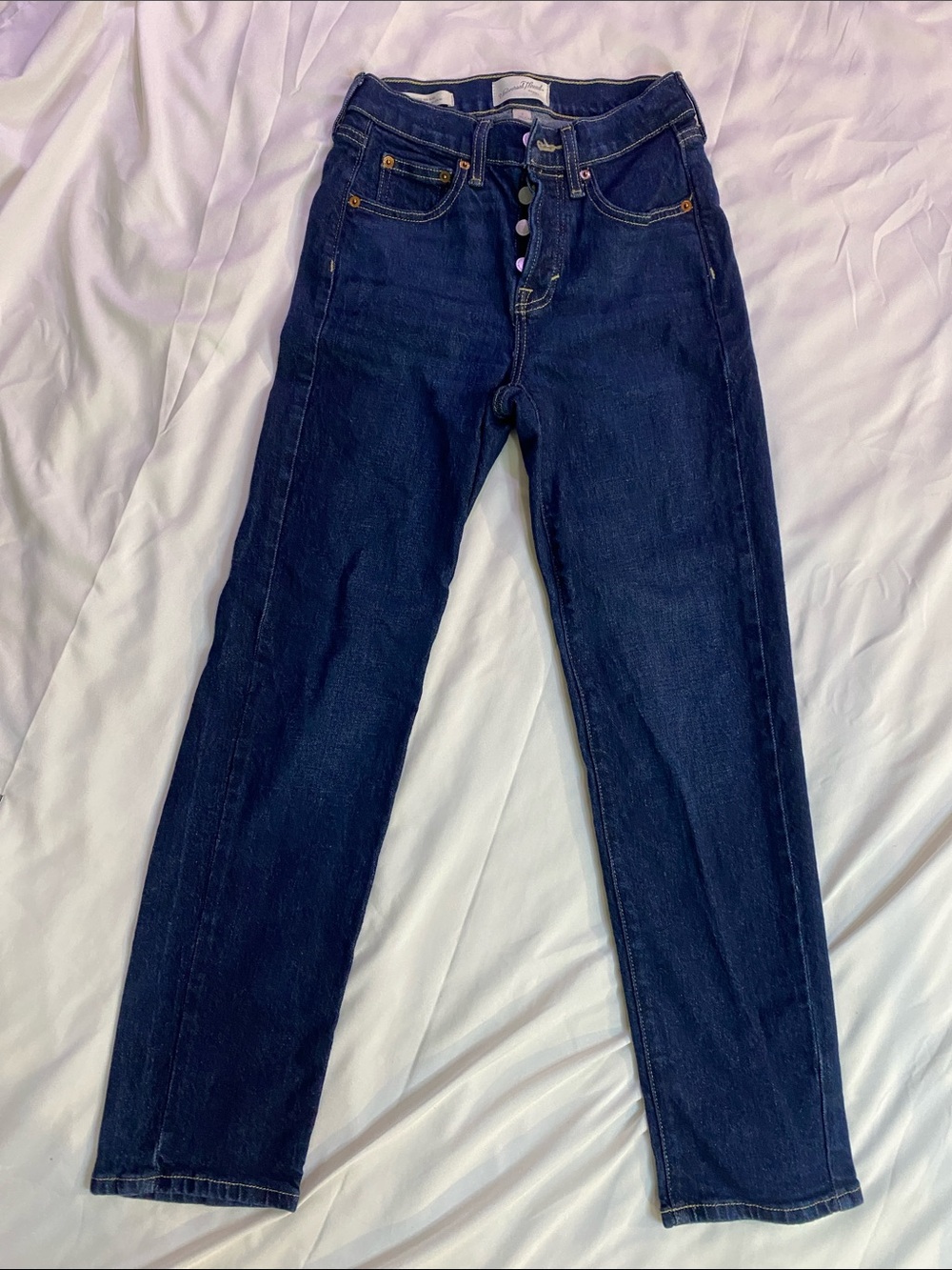Dark Blue Women's High-Rise Straight Jeans